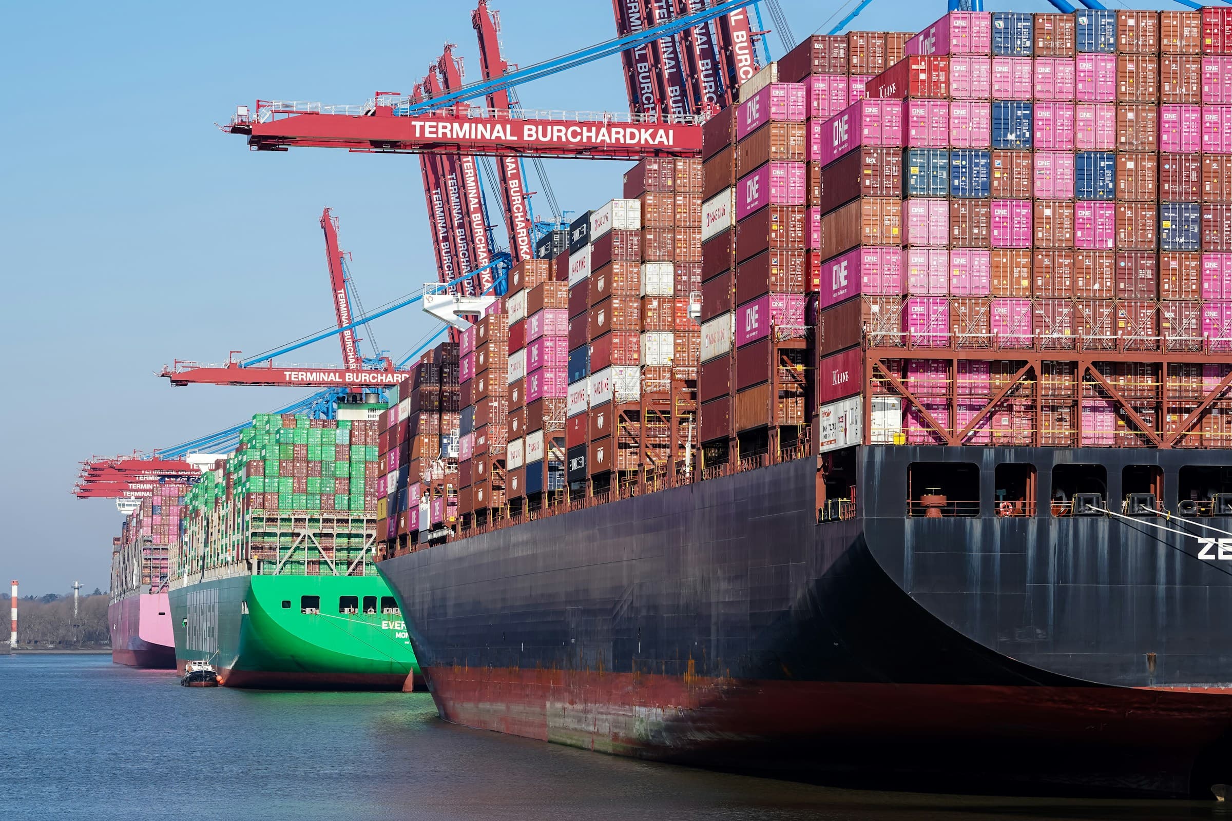 Commercial vessel at sea — representative of class, SOLAS, and MARINA compliance.